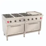 Cocina 6 Platos con 2 Hornos y Churrasquera Grande Modelo 6EA56 Marca Maigas