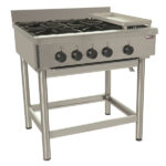 Anafe 4 Platos Alto 30x30 con Churrasquera 61x22 Modelo 6EA3 Marca Maigas
